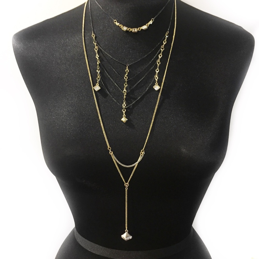 BCBGENERATION NECKLACE BODY CHAIN LAYERED GOLD